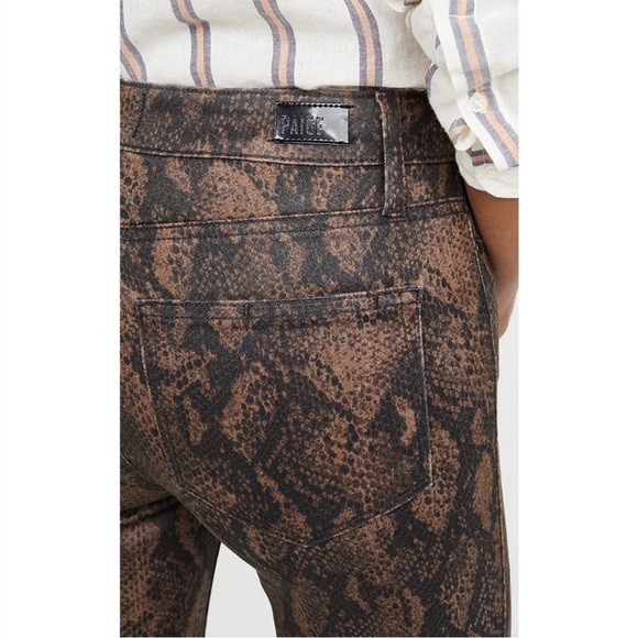 NWT PAIGE Hoxton Jeans Ultra Skinny Coated Snake Black Brown Size 26 - Picture 3 of 16